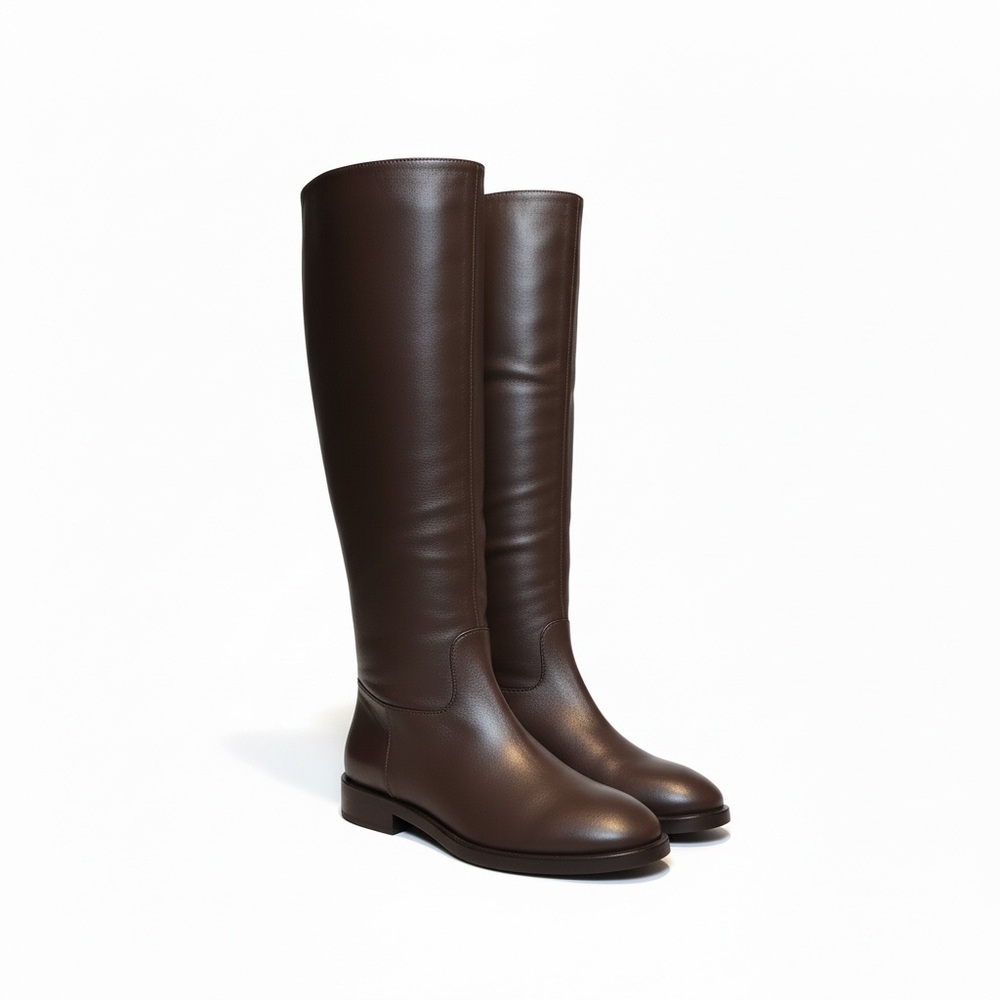 New Stuart Weitzman Keelan Brown‎ Leather Riding Boots Quiet Luxury Rare Size
